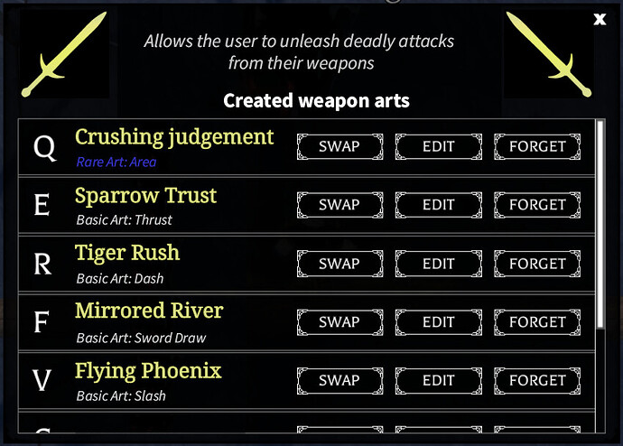 Mockup - Weapon Art Keybind Tab