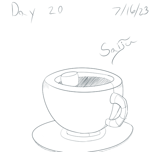 Saiju 30 Day Art Journey - Day 20 - A Cup of Coffee with a Marshmellow