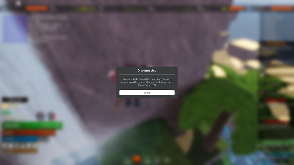 It doesn't let me play for this reason: - Roblox error code 267