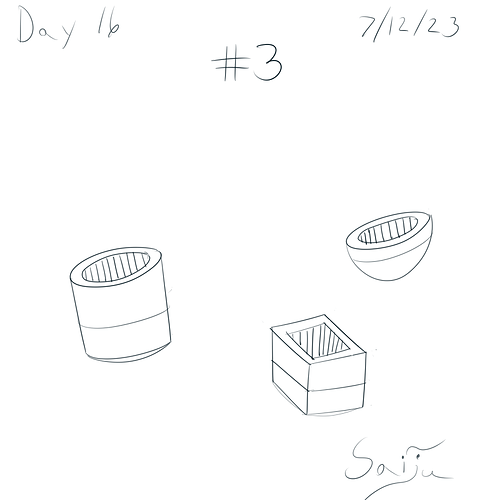 Saiju 30 Day Art Journey - Day 16 - 3 Bowls of Various Shapes. #3