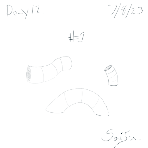 Saiju 30 Day Art Journey - Day 12 - Bendy Cylinders #1