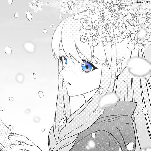 Abigail (Picrew - grayscale & in a kimono)