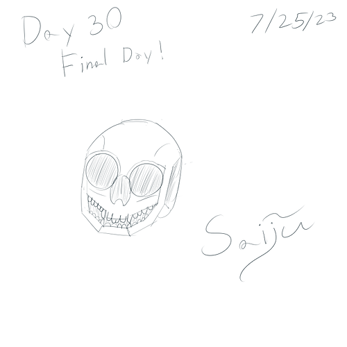 Saiju 30 Day Art Journey - Day 30 - Final Day  - A Skull