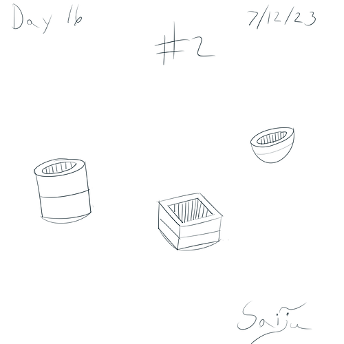 Saiju 30 Day Art Journey - Day 16 - 3 Bowls of Various Shapes. #2