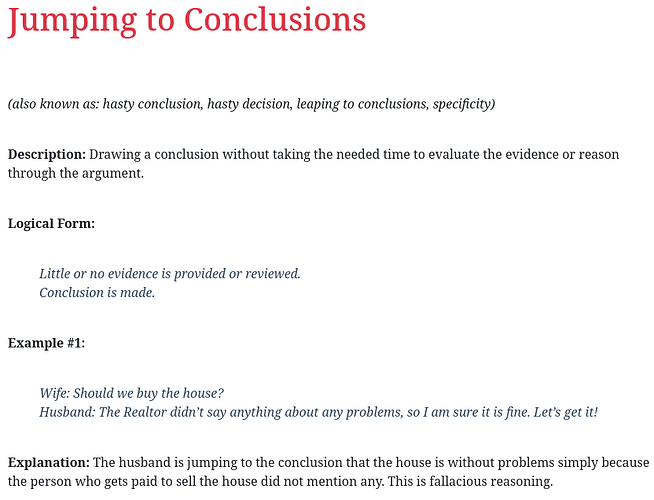 Jumping to conclusions