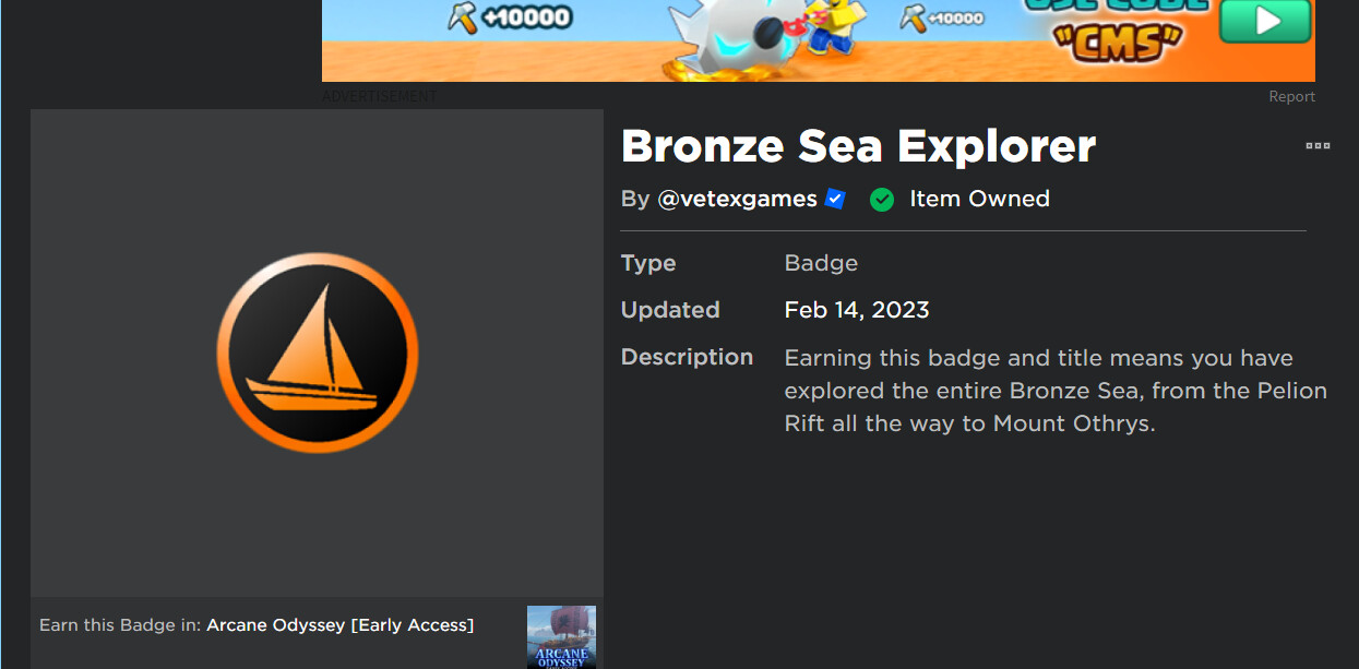 Bronze Sea Explorer Obtained - Game Discussion - Arcane Odyssey