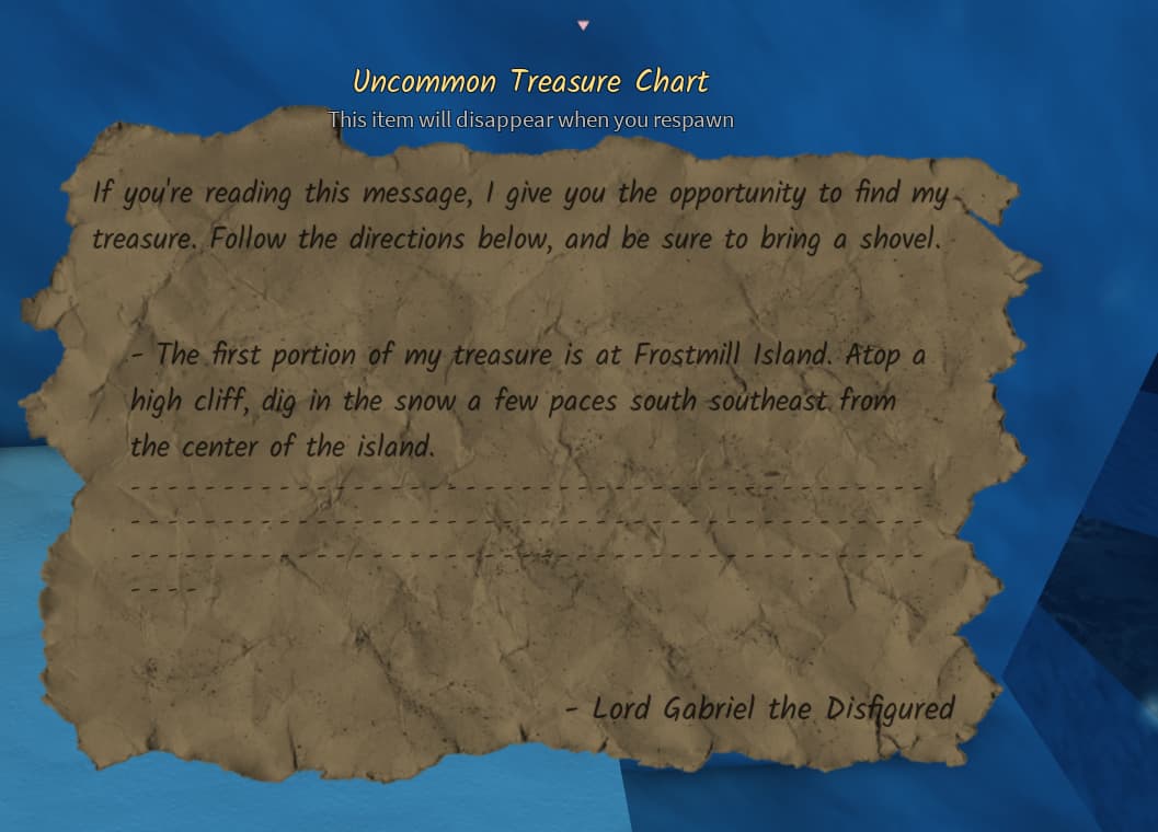 This treasure chart in frostmill made me search for 2 hrs yet still can't  find it - Exploring - Arcane Odyssey