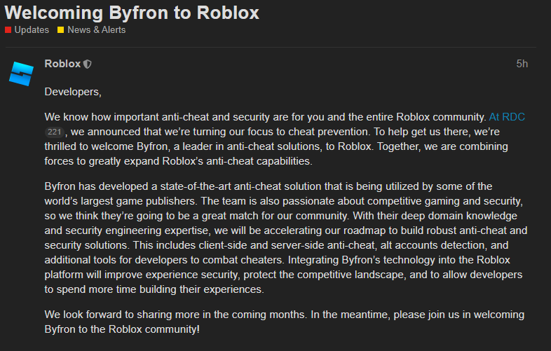 Topic · Roblox updates ·