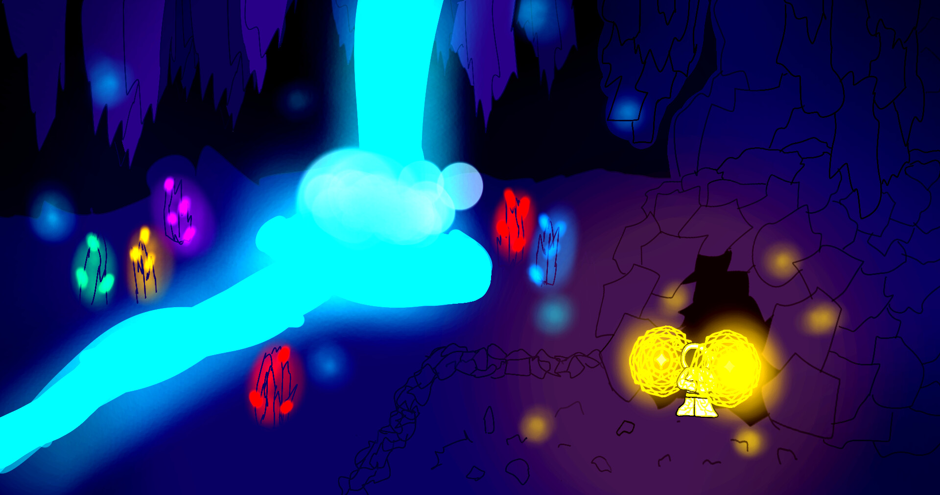Exploring caves with light magic - Art - Arcane Odyssey