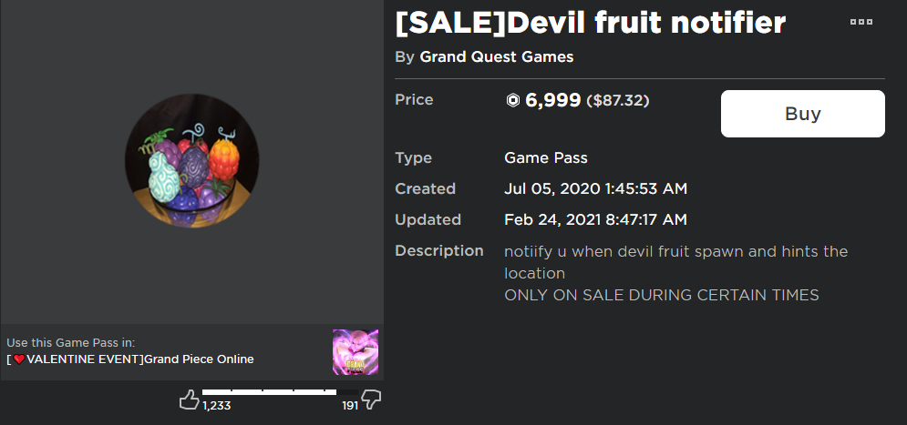 Grand Piece Online - Cheap and Fast Devil Fruit | Gura
