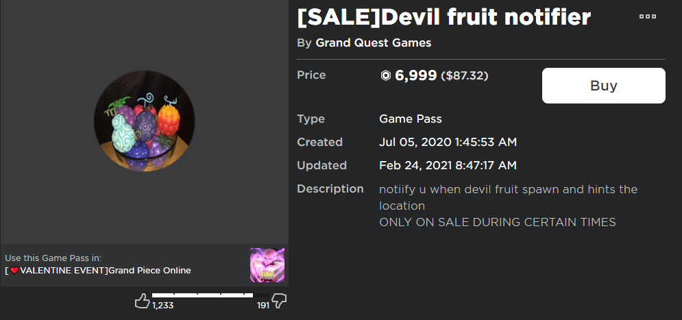 Grand Piece Online - Gpo Devil Fruits - Fast/Same day delivery - Cheapest