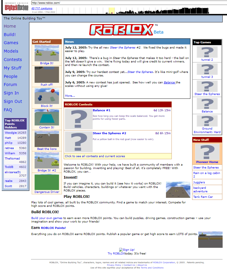 The oldest abandoned page on the roblox website (IT WAS JUST
